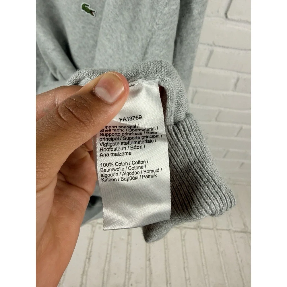 Lacoste Mens 4XL Gray V Neck Sweater 100% Cotton Crocodile Logo Big Tall